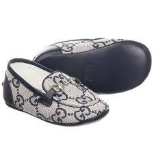 Navy Blue Gg Baby Loafer Shoes