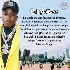 1 day ago · rappers young thug and g herbo will take dababy's spots at the festival, lollapalooza announced. Arteqouyx130 M