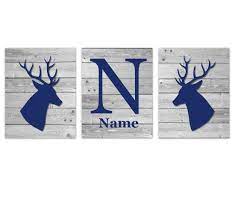 Get the best deals on boys' jungle nursery wall décor when you shop the largest online selection at ebay.com. Amazon Com Baby Boy Nursery Wall Art Navy Blue Deer Antlers Hunting Rustic Personalized Art Toddler Bedroom Decor 3 Unframed Prints Handmade