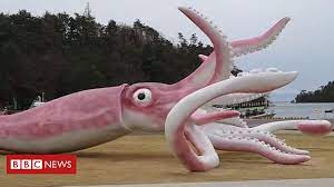 All giant squid have extremely large eyes, as big as basketballs. Covid Japan Town Builds Giant Squid Statue With Relief Money Bbc News