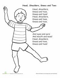Head Shoulders Knees And Toes Worksheet Education Com Preschool Songs Preschool Poems Body Preschool