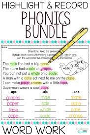 Word Work And Phonics Bundle For Beginning Readers Phonics Word Work Phonics Worksheets
