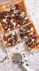 Packed with cheese and butter, fresh herbs and cream, layered potato slices have never tasted better. Spiced Sweet Potato Goats Cheese Tart With Sundried Tomatoes Live Better Lucy
