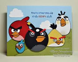 Colleen S Angry Birds Punch Art Birthday Card By Mariestamps Com Featuring Stampin Up Punches Birthday Card Sayings Cool Birthday Cards Art Birthday