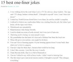 I am originally from indiana. 15 Best One Liner Jokes