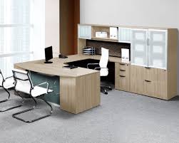 Bestar prestige plus u shaped desk with hutch features 1 commercial grade work surfaces with a melamine finish that resists scratches, stains and burns with deluxe desk and credenza each have one pedestal with 2 box drawers and 1 file drawer. Classic Plus U Shaped Executive Bowfront Desk Source Office Furniture