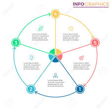 pie chart diagram with 5 steps options vector design element