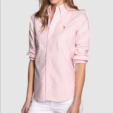 Ralph Lauren Size 6 Button Down In Pink Stripes