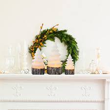 Eldnacele Christmas Flameless Flickering Candles With Timer Battery Operated Tree Shaped White Candles Led Electric Wax Candles Warm White Set Of 3 Seasonal Decoration Presents