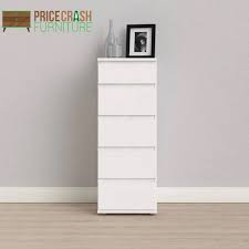 One of the legs is wobbly, can easily be tightened! Nova Tall Narrow Chest Of 5 Drawers In White