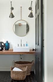 It's so fun to put together and share, but it can be tricky when labor varies from area to area, or if there are a lot of customizations. Modern Cottage Bathroom With Large Black Hex Tile Floor Cottage Bathroom