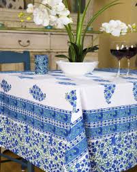 French Country Style Blue Green White Table Cover White Table Cover French Country Tablecloths Table Cloth