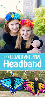 Flower Antennae Headband For The Butterfly Costume Butterfly Costume Kids Butterfly Costume Diy Butterfly Costume