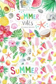 Watercolor Summer Vibes Set 23526 Illustrations Design Bundles In 2020 Graphic Design Freebies Design Freebie Illustration Design