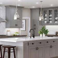 Pin By Kacey Burse On Farmhouse Kitchen Cabinets Painted Grey Shaker Style Kitchen Cabinets Grey Kitchen Walls
