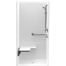 Aquatic Accessible Acrylx 36 In X 36 In X 75 In 2 Piece Shower Stall With Left Seat Center Drain In White 727149390792 The Home Depot
