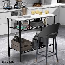 We currently have no off shoot location for a kitchen table. Counter Height Kitchen Island Prep Table With Worktop 2 Shelves White Overstock 34008684