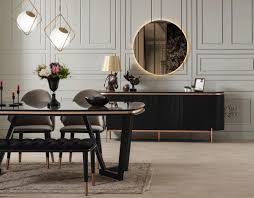 You can pick the items of furniture that best meet your desires. Casa Padrino Luxury Dining Room Set Gray Black Copper 1 Dining Table 4 Dining Chairs 1 Bench Luxury Dining Room Furniture