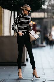 Black And White Striped Turtleneck Plus Size Fashion Jackson Nordstrom Black White Striped Turtleneck Sweater Black Skinny Jeans Nude Pumps Celine Mini Belt Bag Style In 2019 Fashion Trendy Jeans Fa