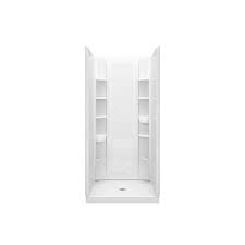 Practical and stylish, the jasmin ii di is a 1 piece fiberglass construction shower unit with a pivoting shower door. Sterling Store White Vikrell Wall And Floor 4 Piece Alcove Shower Kit Common 36 In X 34 In Actual 75 75 In X 36 In X 34 In In The Shower Stalls Enclosures Department At Lowes Com