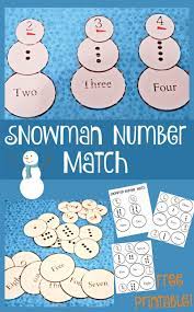 Snowman Number Match Winter Kindergarten Kindergarten Math Winter Preschool