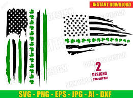 St Patrick S Day Distressed Usa Flag Shamrocks Irish Svg Lucky Clover