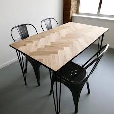 Solid Oak Parquet Dining Table Herringbone Mid Century Modern Kitchen Tables Midcentury Modern Kitchen Table Dining Table