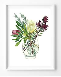 King Protea Australia Wall Art Native Flower White Protea Etsy Australia Wall Art Protea Art Fine Art Painting