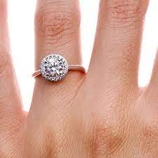 18k White Gold Halo Diamond Ring 1 6 Ct Tw Rose Gold Diamond Halo Rose Gold Halo Engagement Ring Rose Gold Halo Diamond Ring