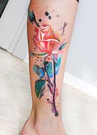 Watercolor Rose Leg Tattoo For Women 100 Meaningful Rose Tattoo Designs Rose Tattoo Design Rose Tattoos Leg Tattoos