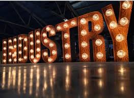 Industrial Marquee Letter Lights Aged Rust Look Industry Hand Made In Britain Lighted Marquee Letters Light Letters Light Bulb Letters