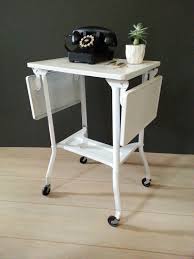 Metal Typewriter Cart Vintage Rolling Cart Bar Cart Work Station White Industrial Table Vintage Industrial Furniture Furniture Wood Furniture Store