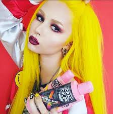 Non-natural hair coloring in dark purple