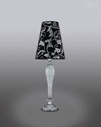 The crystal table lamp was designed as a small table lamp and provides a creative, pretty, and shiny light for any room. 112 Lg Chrome Crystal Table Lamp Pvc Silver Leaf Black Shade Grandoluce