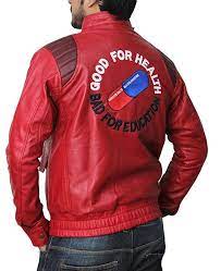 Akira Shotaro Kaneda Capsule Logo Red Bomber Jacket Real Leather Jacket Lambskin Leather Jacket Red Leather Jacket