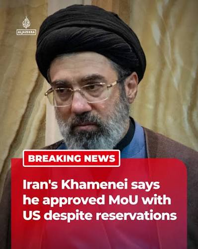 Iran's Supreme Leader Mojtaba Khamenei said he authorised the MoU with the #US despite holding different views, after President Masoud Pezeshkian assured him that #Iran's rights and the interests of the "Resistance