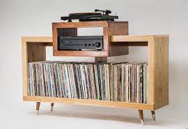 Oak Mid Century Modern Rustic Record Player Stand Vinyl Etsy In 2021 Vinyl Record Furniture Vinyl Storage Record Player Stand
