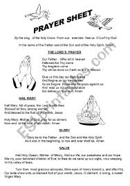 I glorify you, god, in all that i do. Prayer Sheet Esl Worksheet By Milagrin