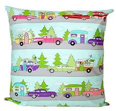 Amazon Com Vintage Cars Campers Pillow Cover Retro Travel Trailers Fits 18x18 Pillow Rv Camping Deco Retro Travel Trailers Camping Decor Vintage Cars