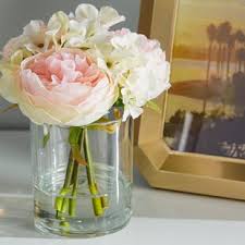 Large Faux Flower Arrangements Wayfair You'd also be able to find the. hydrangea and rose floral arrangement in glass vase
