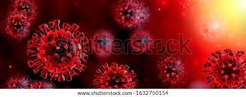 Ilustrasi Stok Corona Virus Red Background Microbiology Virology 1632750154