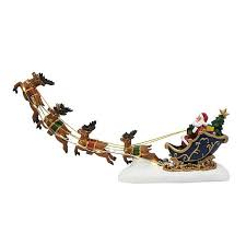 12 foot long lighted christmas inflatable santa claus on sleigh with 3 reindeer & christmas tree lights decor outdoor indoor holiday decorations blow up lawn inflatables home family outside decor. St Nicholas Square Village Santa And His Sleigh Fly Away