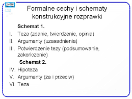 Przedstawienie tezy bądź hipotezy rozwinięcie czyli przynajmniej 3 argumenty po 6 zdań zakończenie czyli potwierdzenie tezy. Warsztaty Metodyczne Rozprawka Od A Do Z Tworzenie