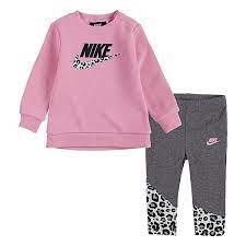 Style led clothing for daily life and everyday adventures. Baby Girl Nike Fleece Tunic Sweatshirt And Leggings 2 Piece Set