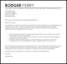 When creating a resume, it's important to use the right format. Food And Beverage Server Cover Letter Sample Cover Letter Templates Examples