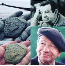 Stone in Lake Michigan resembling Walter Matthau
