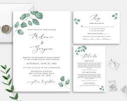 Eucalyptus Wedding Invitation Suite Try Before You Buy Etsy Eucalyptus Wedding Invitation Printable Invitation Templates Wedding Invitations