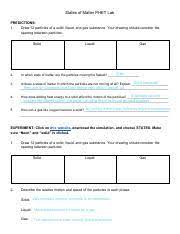 Relate the interaction potential to the forces between molecules. States Of Matter Phet Lab Pdf States Of Matter Phet Lab Predictions 1 Draw 12 Particles Of A Solid Liquid And Gas Substance Your Drawing Should Course Hero