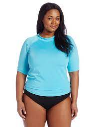 Kanu Surf Women S Plus Size Breeze Rash Guard Aqua 3x Plus Size Plus Swimwear Plus Size Swimsuits