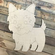 Yorkie 2 Diy Unfinished Wooden Paint By Line Wooden Cutouts Painting Crafts Wooden Art